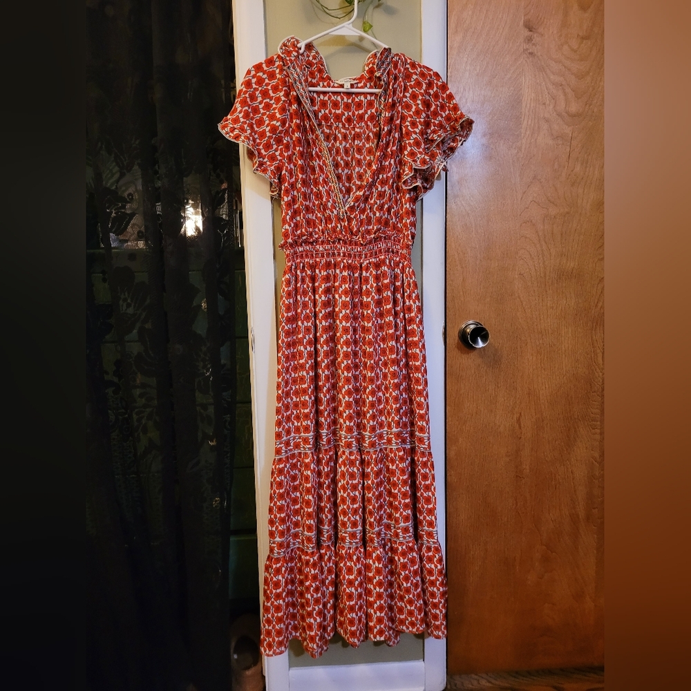Poppy Print Red Patterned Maxi Dress